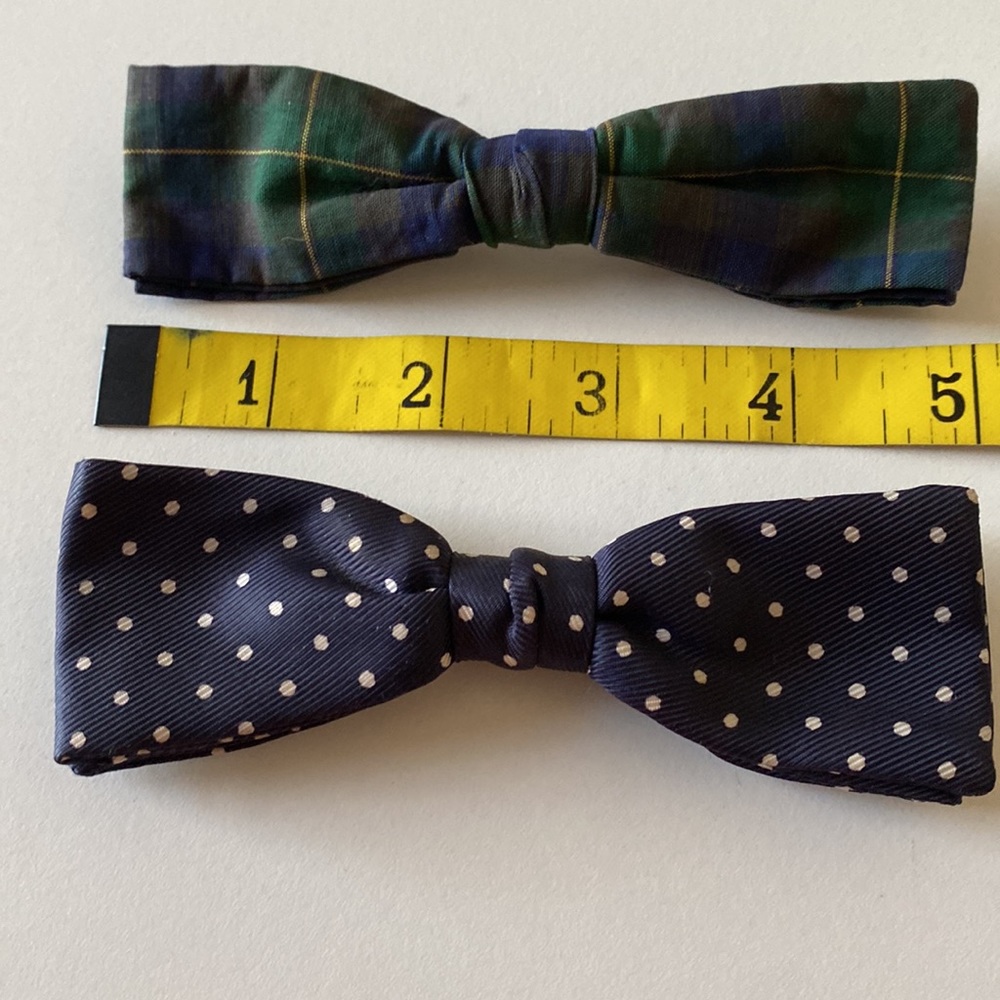 Three vintage Bow Ties Navy Green Polkadot - Picture 8 of 8